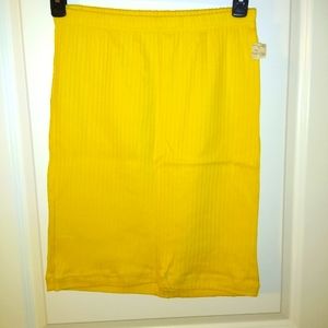 💟 VTG 80's NWT Yellow Stretch Skirt Lady's Medium Punk Preppy